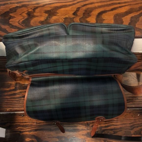 K RALPH LAUREN Black Watch Plaid Crossbody Messenger Camp School College Bag - Picture 13 of 17